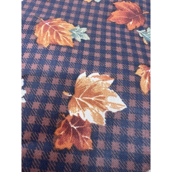 New Longaberger HTF Fall Gingham Check Fabric 2.5‎ yards Leaves Autumn Vintage - Picture 4 of 6